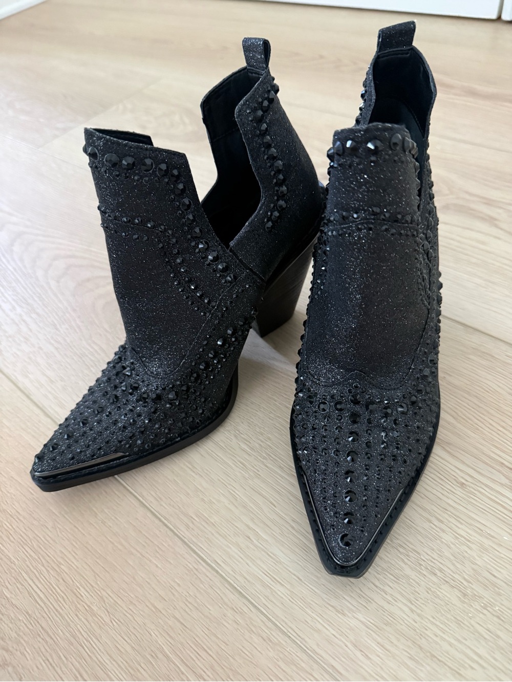 Gianni Bini Black Studded Pointed Toe Ankle Booties